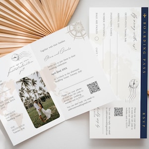 Passport wedding invitation template, Printable boarding pass wedding invite, DIY destination wedding invitation suite Travel wedding bundle