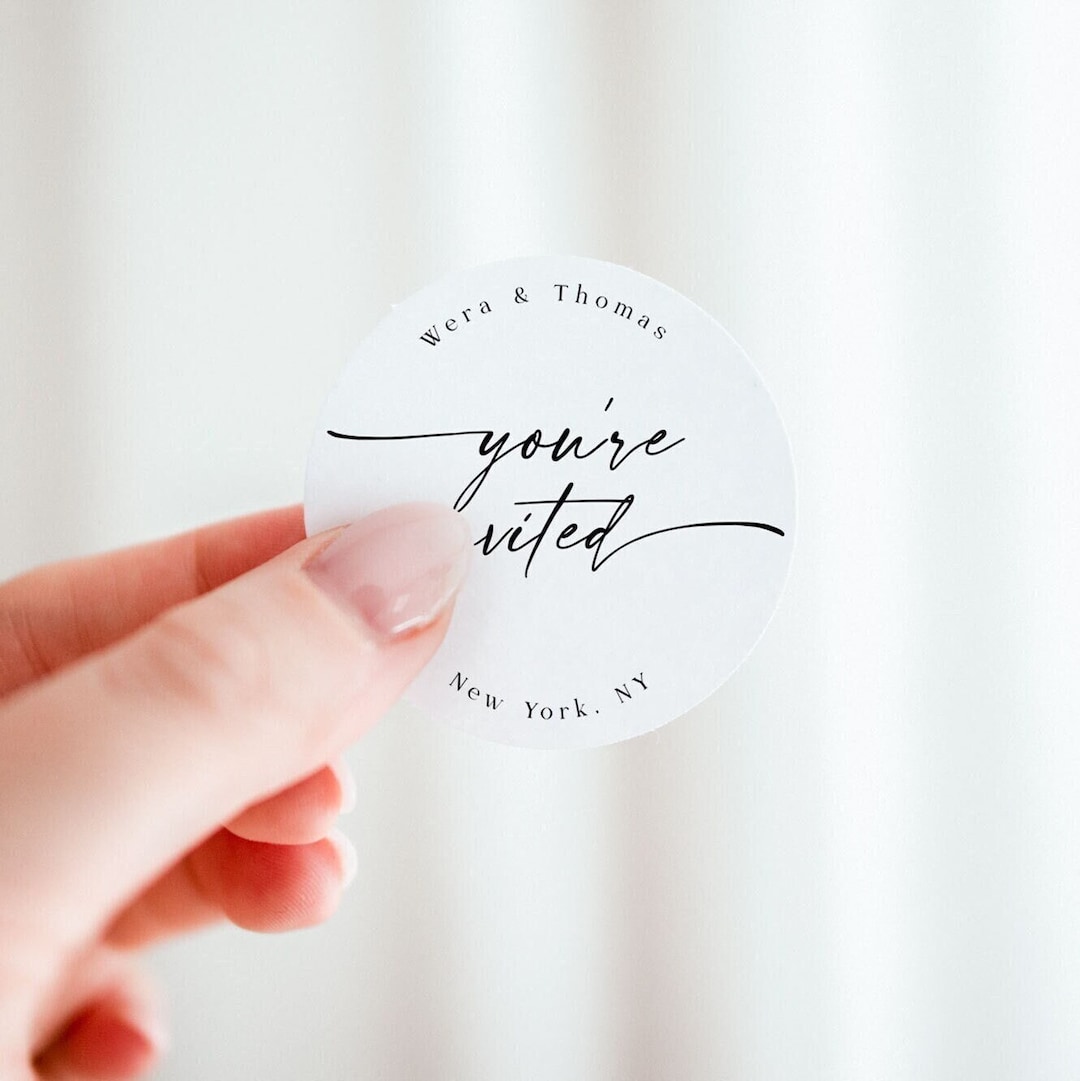 Round Wedding Envelope Stickers Template, Editable Round Label ...