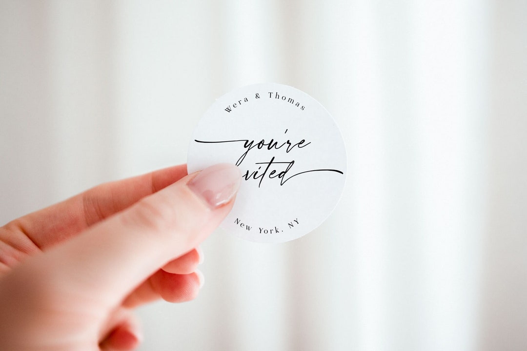 Round Wedding Envelope Stickers Template Editable Round - Etsy