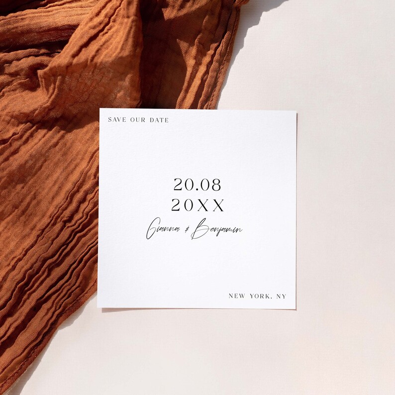 Printable Save the Date Invitation Card Template, Minimalist Wedding Invitation, Modern Editable Cards Template Instant Download image 2