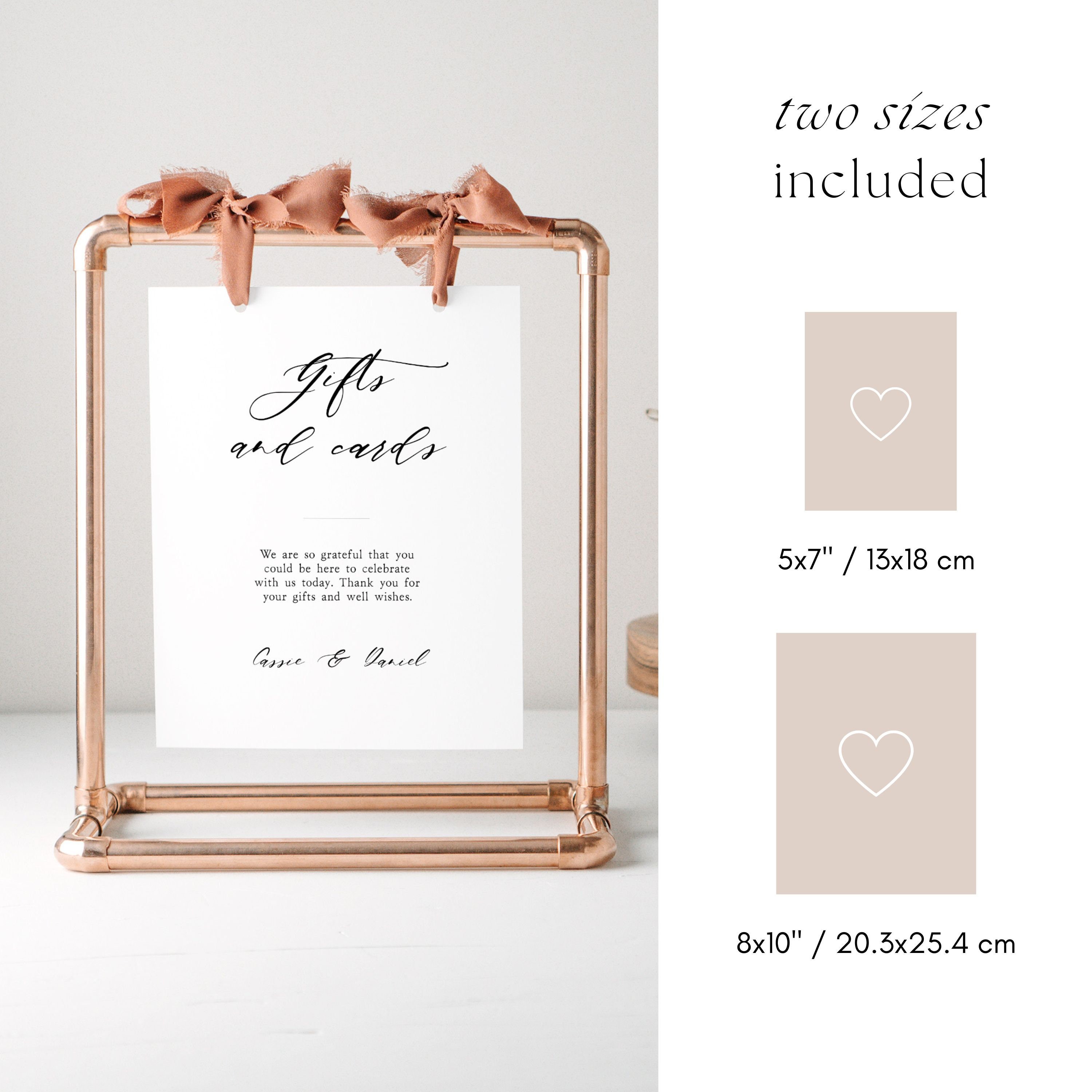 Wedding Gift and Cards Table Sign Template With Calligraphy Font Simple ...