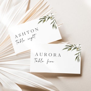 Modello per segnaposto matrimonio Greenery, segnaposto matrimonio fai da te stampabile con foglie di eucalipto