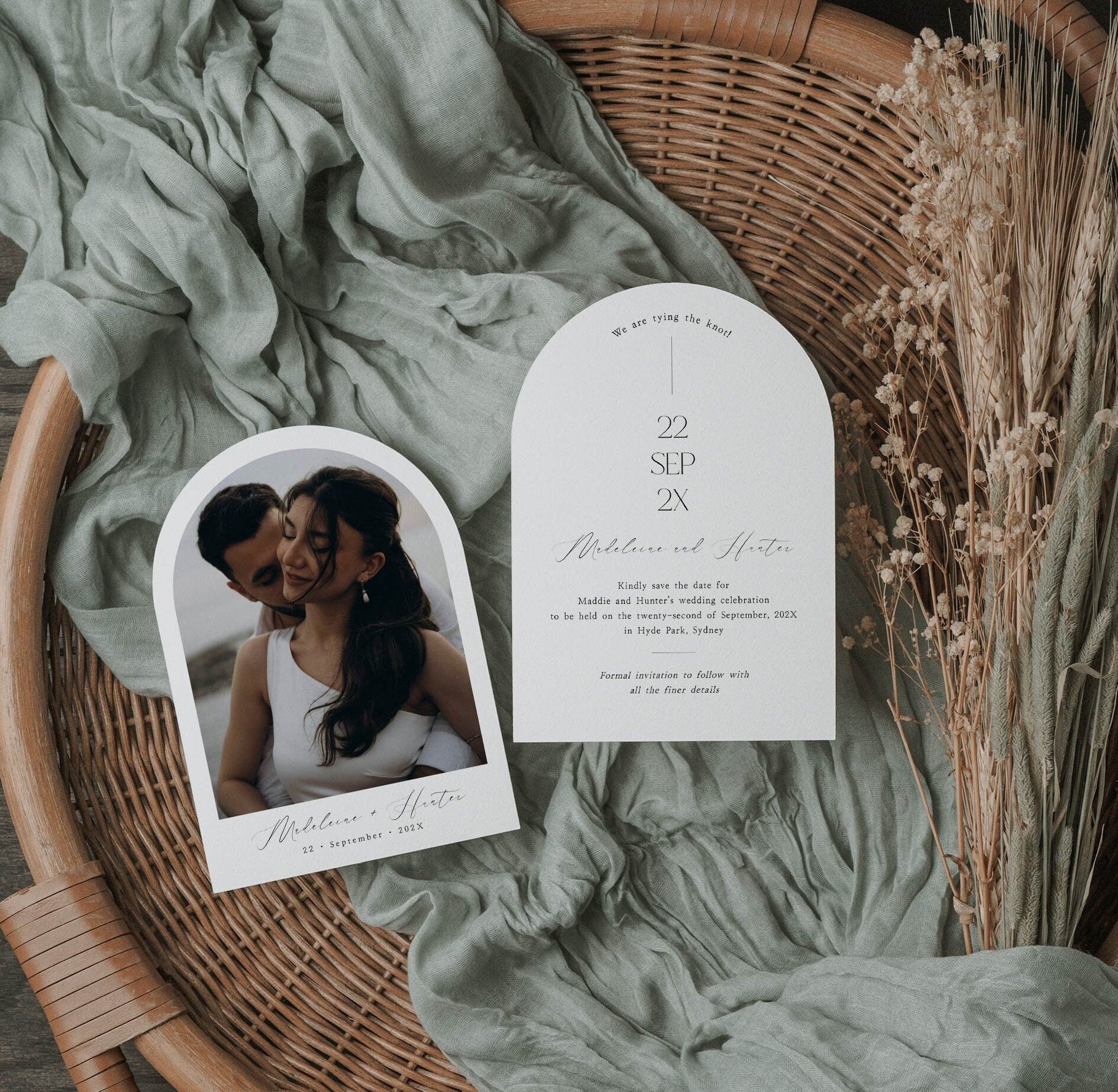 Printable Arch Save the Date invitation with Photo