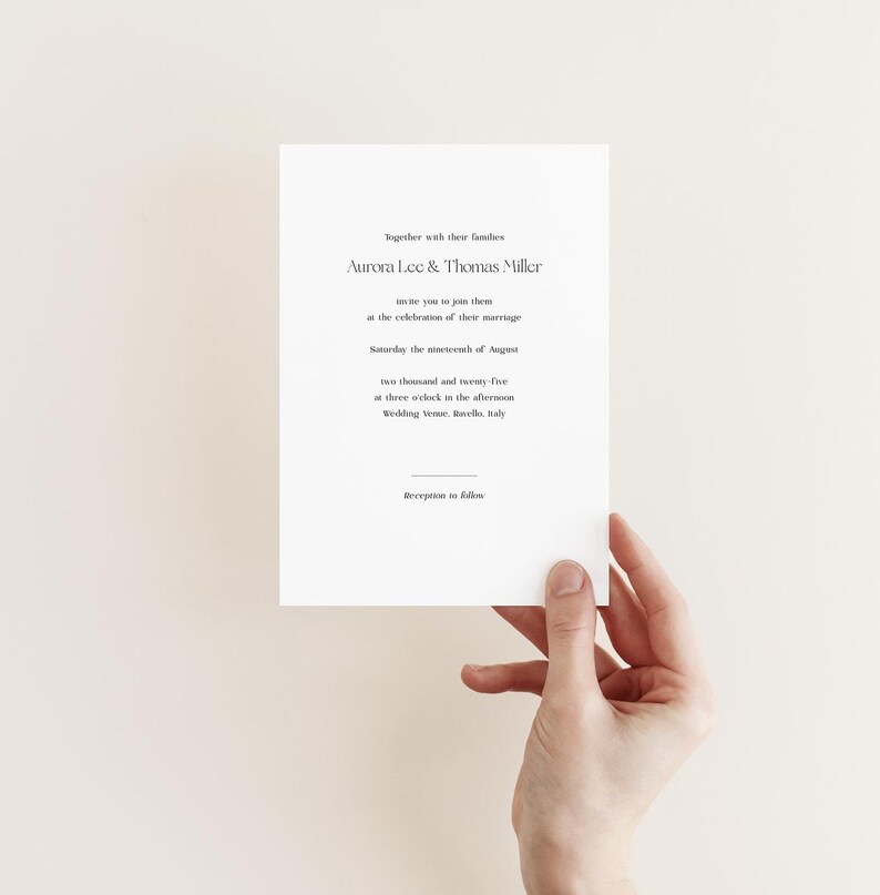 Minimalist Wedding Invitation Template Digitale Einladung Hochzeit Vorlage Hochzeitseinladung Minimalistisch Karten Instant Download image 3