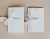 Elegant wedding vow template with script font, Modern simple printable his and her vow booklets, Wedding vow print, Edit in Corjl