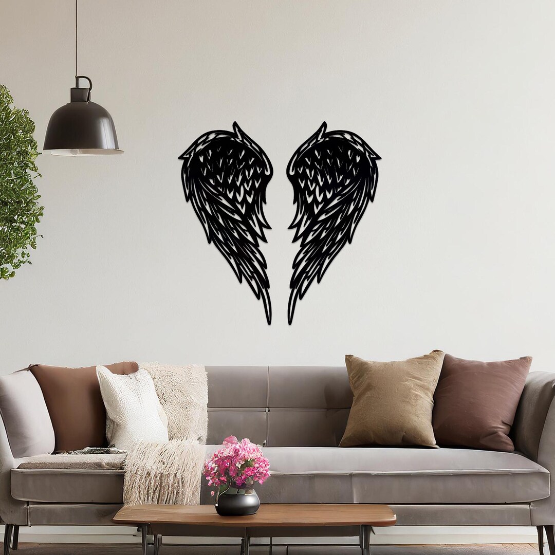 Sculpted Angel Wings Wall Art: Feathered Wing Pair for Spiritual ...