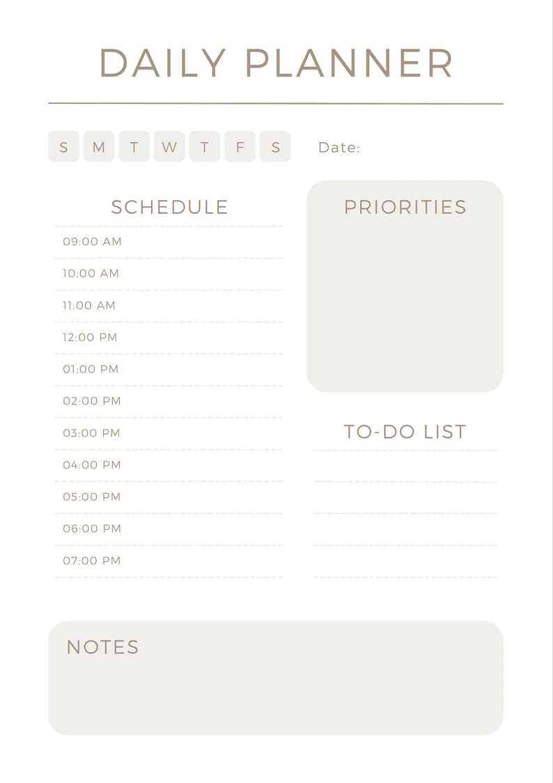 Minimalist Daily Planner, Printable Daily Planner, to Do List - Etsy