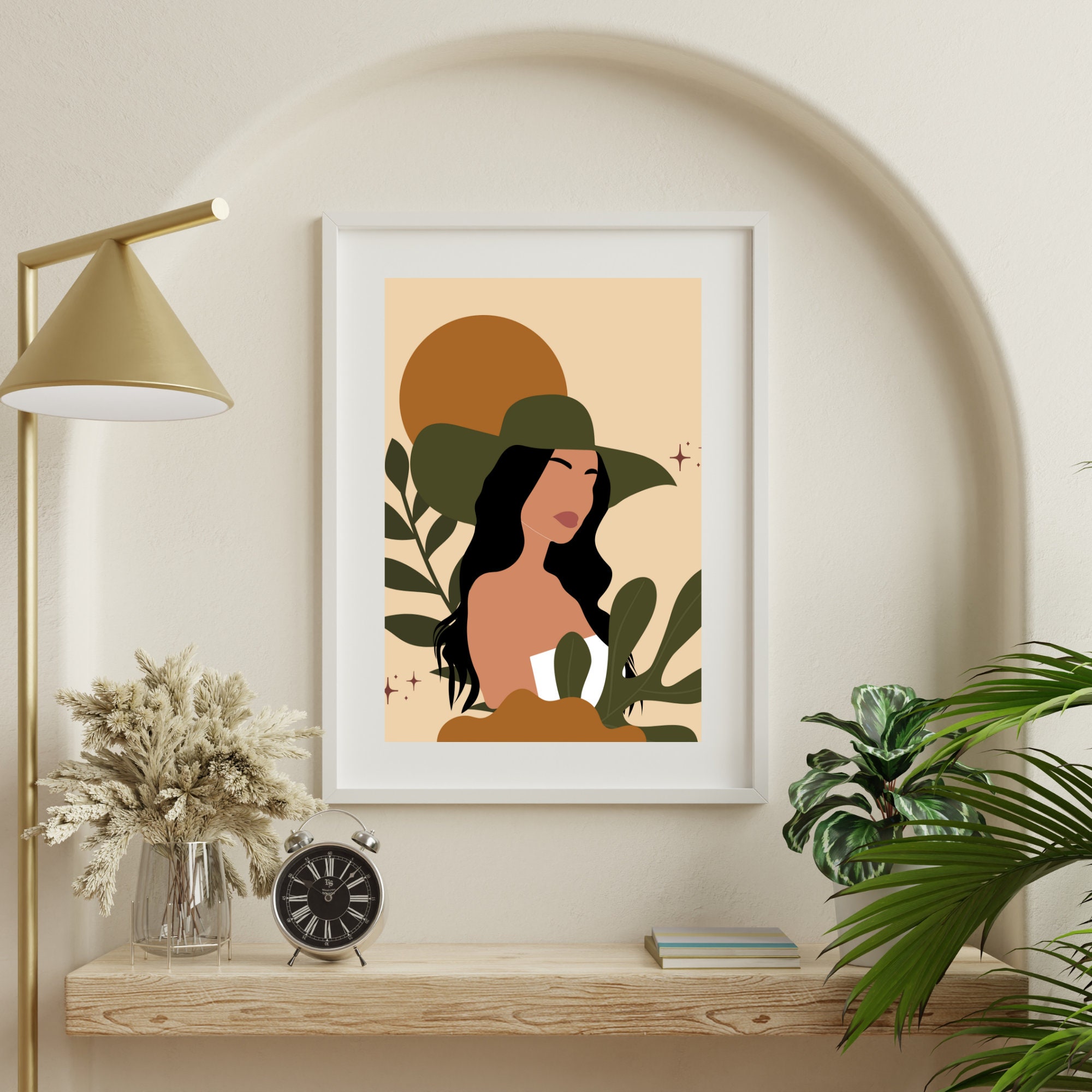 Minimalist Woman Portrait Digital Download - Modern Wall Art Print of ...