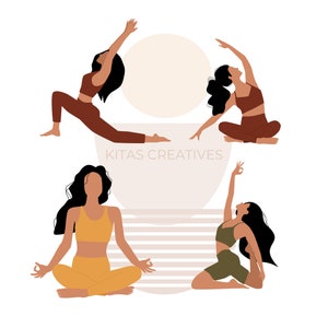 Yoga Clipart, 8 Printable Yoga Graphics, Yoga Poses, Digital Stickers, Clipart PNG, Exercise Clipart, Digital Art, Clipart SVG, Business Use