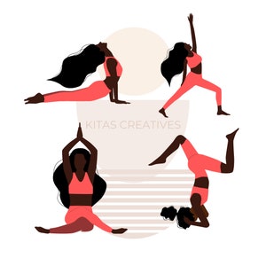Yoga Clipart, 8 Printable Yoga Graphics, Yoga Poses, Digital Stickers, Clipart PNG, Exercise Clipart, Digital Art, Clipart SVG, Business Use