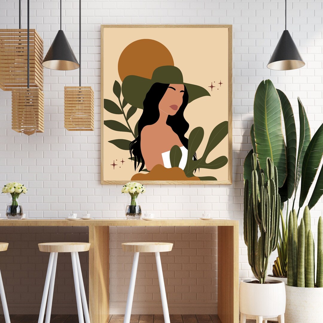 Minimalist Woman Portrait Digital Download - Modern Wall Art Print of ...