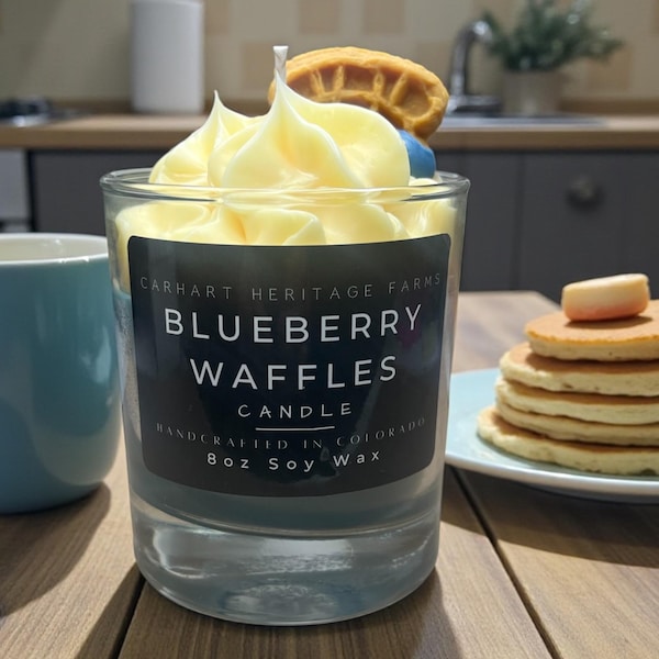Blaubeer Waffeln Dessert Kerze