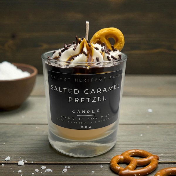 Vela de postre de pretzel con caramelo salado