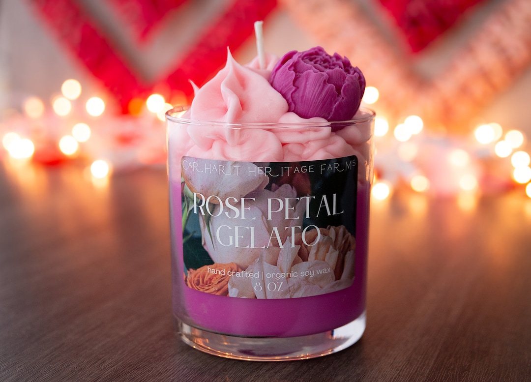 Rose Petal Gelato Dessert Candle Etsy