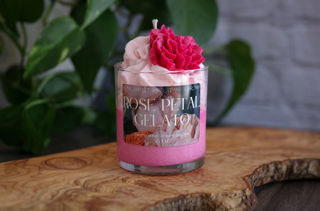 Rose Petal Gelato Dessert Candle Etsy