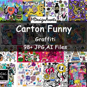 Carton Funny Graffiti Illustration, Art Collage Assets, AI&PNG files free background, Collage Bundles, Digital Assets, Creative art. v-17