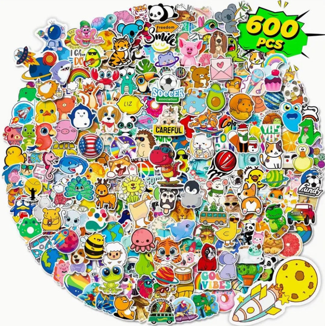 600pcs Cute Cartoon Stickers Aesthetic VSCO Decals for Water Bottles