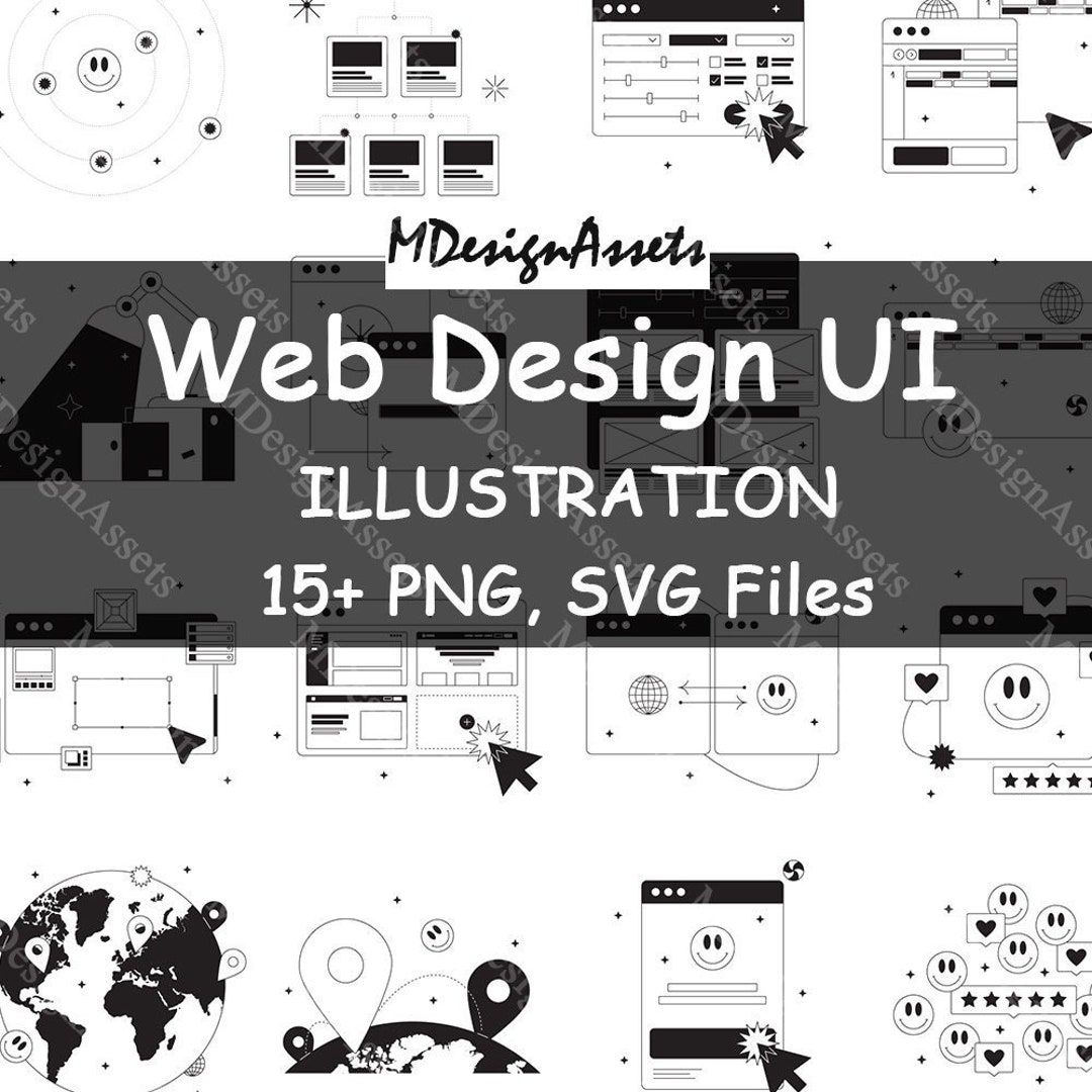  Design UI, Illustration, Black and White, Ui Design Art, Art