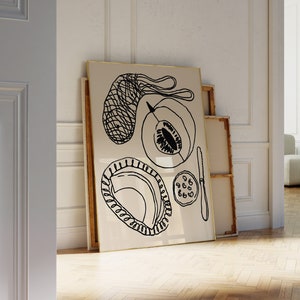 Kitchen Still Life Illustration Printable Wall Art, Trendy Poster Art, Neutral Home Decor INSTANT DOWNLOAD