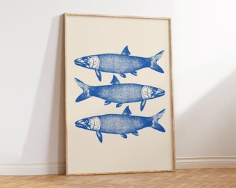 Fisch Illustration Küche, Fisch Illustration druckbare Wandkunst, trendige Posterkunst, Restaurant Kunstdruck, neutrales Wohndekor SOFORTIGER DOWNLOAD