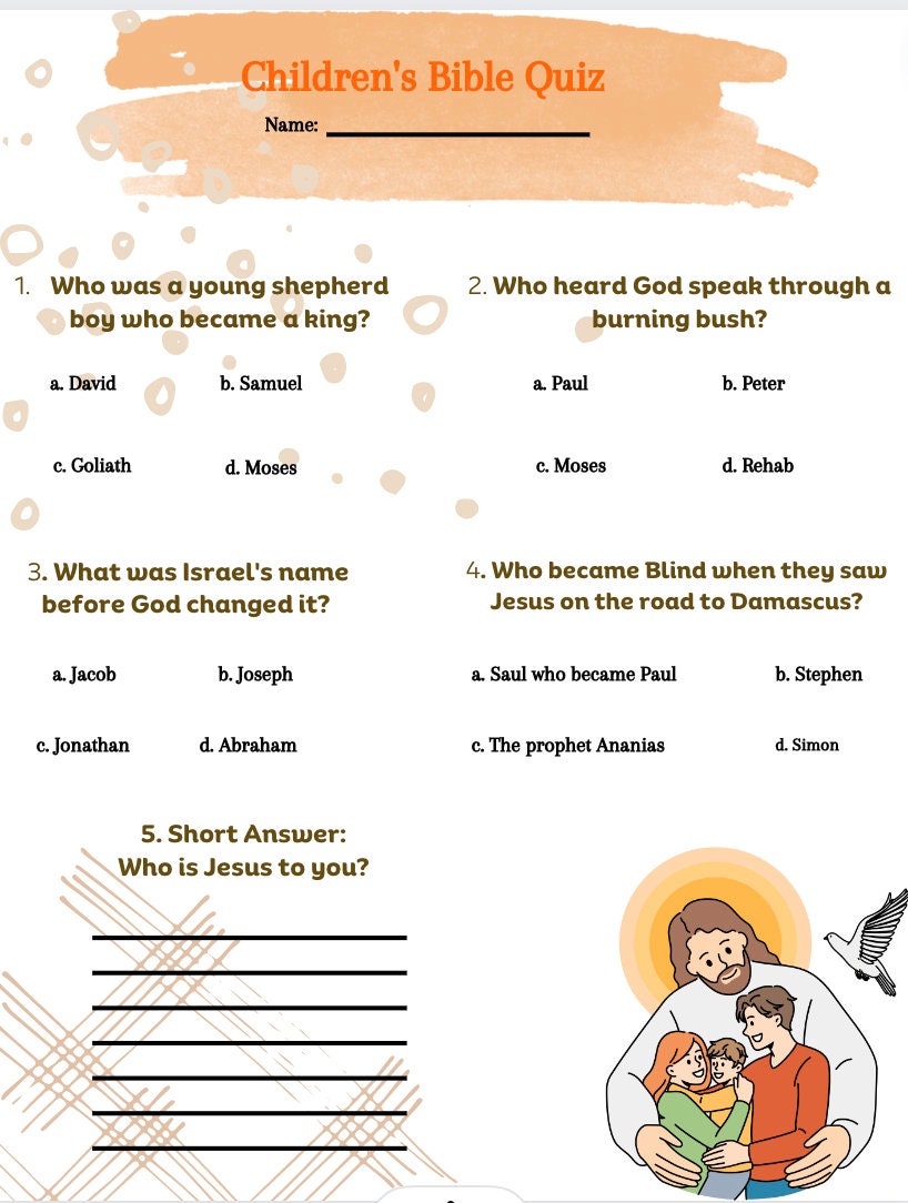 Fun Christian Kid Activity Worksheets, Bible Quiz, Coloring Pages ...