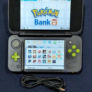 Custom Neon Green and Black Nintendo "New" 2DS XL Console with 64 GB microSD, USB charging cable