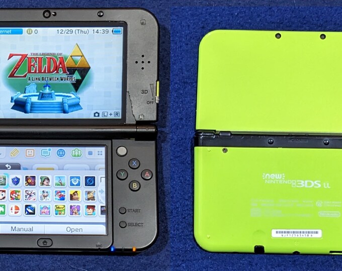 Custom Green Nintendo new 3DS XL IPS Top Screen, 32 GB cosmetic Issues