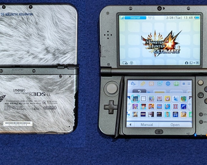Custom Monster Hunter Nintendo new 3DS XL IPS Top Screen With 64 GB
