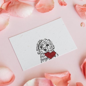 Labradoodle Dog Valentines Day Printable Card Dog Artwork, Printable DIGITAL Download image 1
