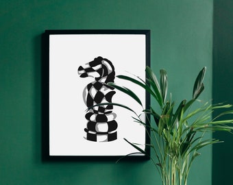 Chess Knight Wall Print – Chess Art, Office Wall Décor, Office Printable Art, Printable DIGITAL Download