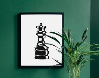 Chess Queen Wall Print – Chess Art, Office Wall Décor, Office Printable Art, Printable DIGITAL Download