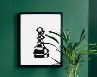 Chess Pawn Wall Print – Chess Art, Office Wall Décor, Office Printable Art, Printable DIGITAL Download