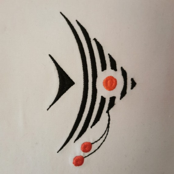 Fish Machine Embroidery Design, Broderie de poisson, Broderie, minimaliste