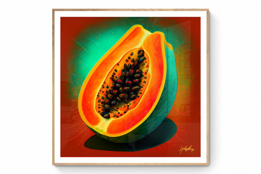 Papaya Wall Art, Fruit Printable Art, Papaya Print, Fruit Market Print