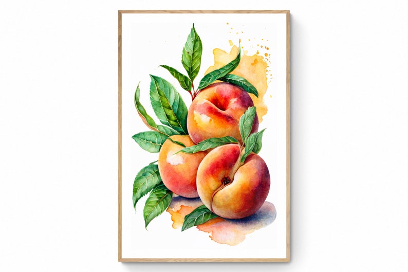 Peaches Fruit Wall Art, Fruit Printable Art, Peaches Print, Fruit