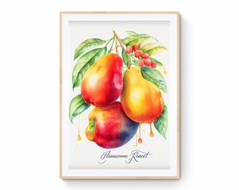 Canistel Fruit Wall Art, Fruit Printable Art, Canistel Print, Fruit Market Print, Fruit Illustration, Canistel Gift, Kitchen Décor