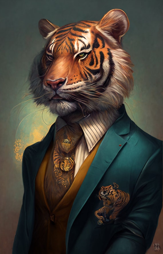 Buy Tiger Wall Art, Tiger Wall Décor, Realistic Tiger Art, Abstract Tiger  Print, Cool Tiger Art, Tiger in Suite, Tiger Printable Art, Online in India  - Etsy