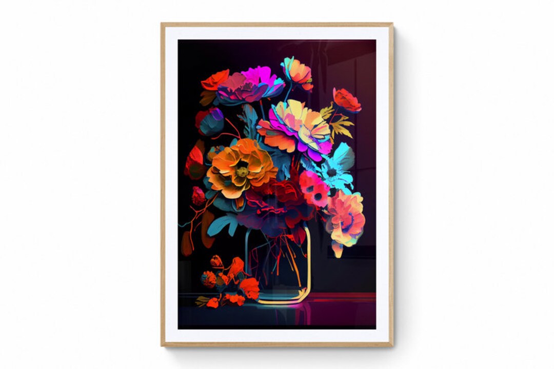 Digital Flower Art, Floral Printable Art, Flower Market Print, Flower