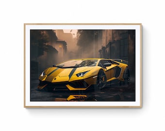 Lamborghini Car Wall Art, Sports Car Digital Art, Car Printable Art, Muscle Car Poster, Garage Wall Décor, Car Photography, Printable Art