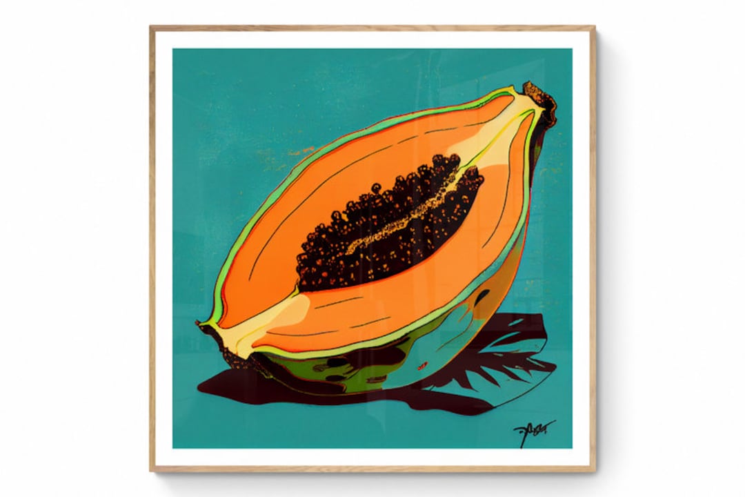 Papaya Wall Art, Fruit Printable Art, Papaya Print, Fruit Market Print