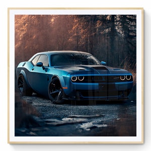 Dodge Challenger Car Art, Sports Car Digital Art, Car Printable Art, Muscle Car Poster, Garage Wall Décor, Car Photography, Printable Art