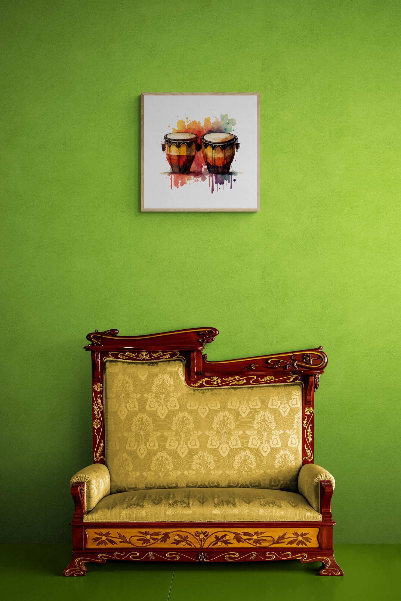 Bongo Drums Wall Art, Instrument Wall Art, Watercolor Wall Art