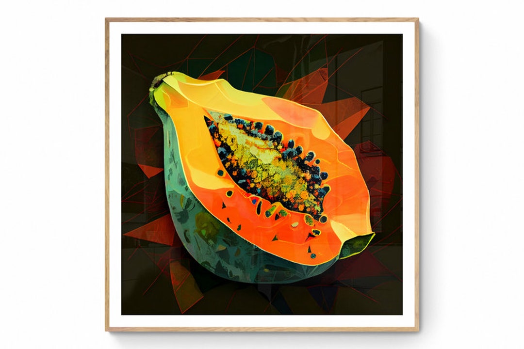 Papaya Wall Art, Fruit Printable Art, Papaya Print, Fruit Market Print