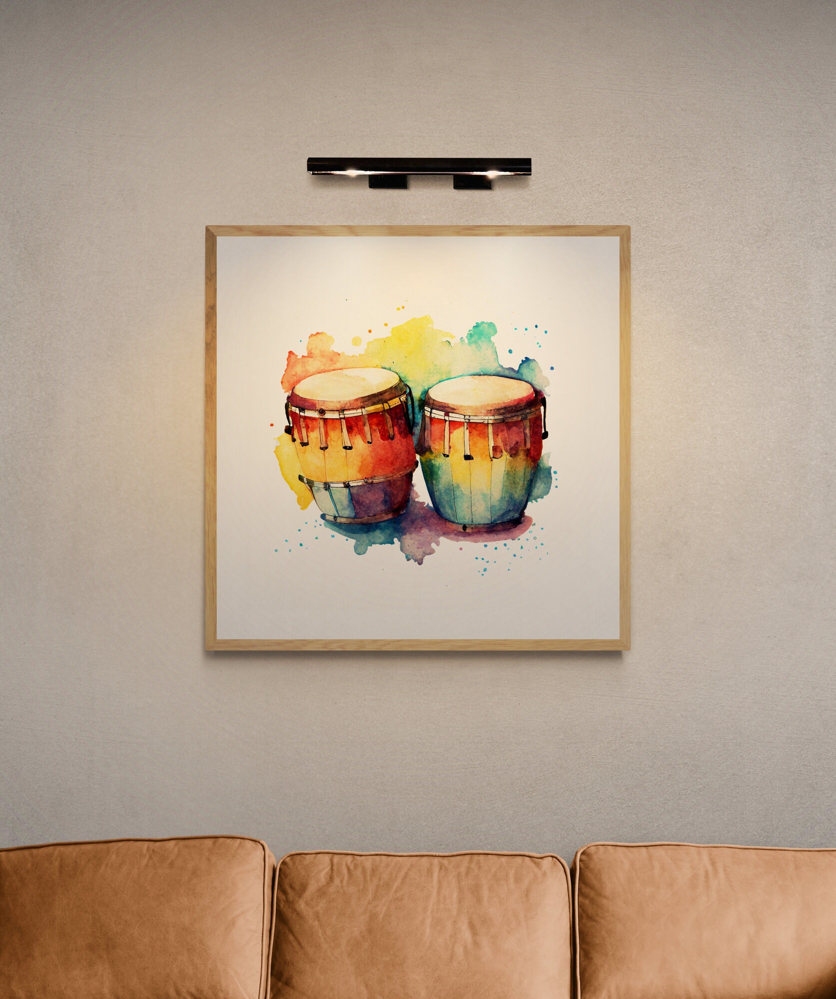 Bongo Drums Wall Art, Instrument Wall Art, Watercolor Wall Art