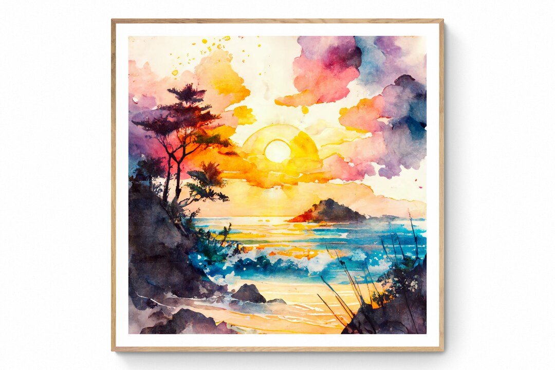 Watercolor Beach Wall Art, Beach Wall Décor, Ocean Waves Art, Nautical