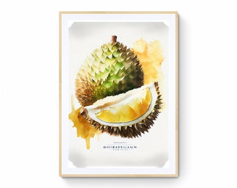 Durian Fruit Wall Art, Fruit Printable Art, Durian Print, Fruit Market Print, Fruit Illustration, Durian Gift, Cuisine Décorative, Digital Art