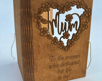 Wooden Photo Album, Engraved notebook, gift for mother, wooden photo frame, wooden notebook, mum gift, personalized photo album, mothers day