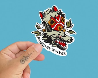 Mononoke Raised by wolves die cut vinyl sticker