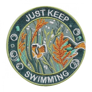 Finding Nemo Fan Art Just keep swimming iron-on patch