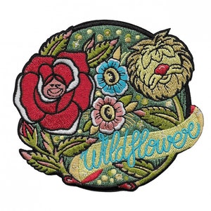 Parche termoadhesivo con diseño de flores silvestres de Alicia en el País de las Maravillas